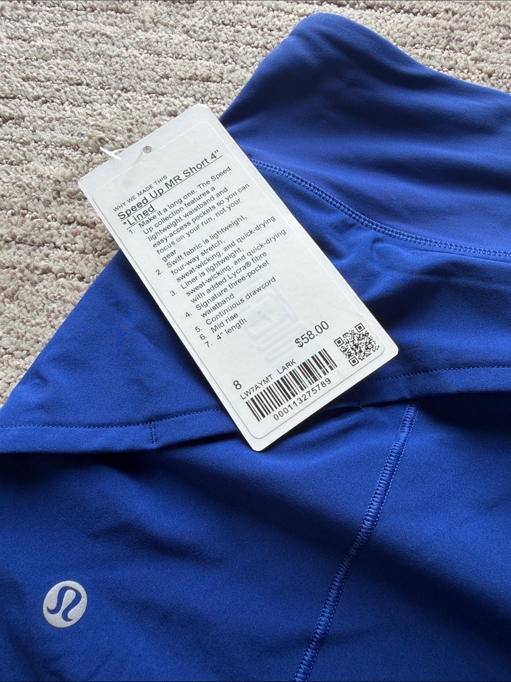 *NEW* lululemon Cobalt Blue Women's Speed Up MR short 4” Athletic Shorts - Picture 4 of 4